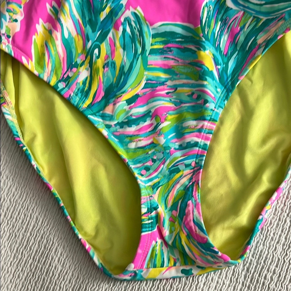 Lilly Pulitzer Azalea Shady Lady Pink and Green One Piece Swimsuit Size 6 - Picture 5 of 6